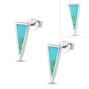 Turquoise Triangle Sterling Silver Stud Earrings, e312